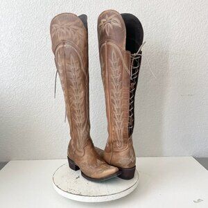 Lane LEXINGTON Over the Knee Womens Cowboy Boots 6.5 Brown Western Cowgirl Tall